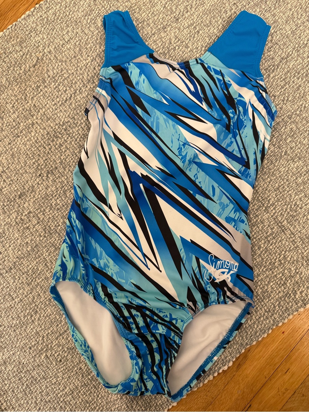 Simone Biles GK Leotard Blue Abstract Wave Print